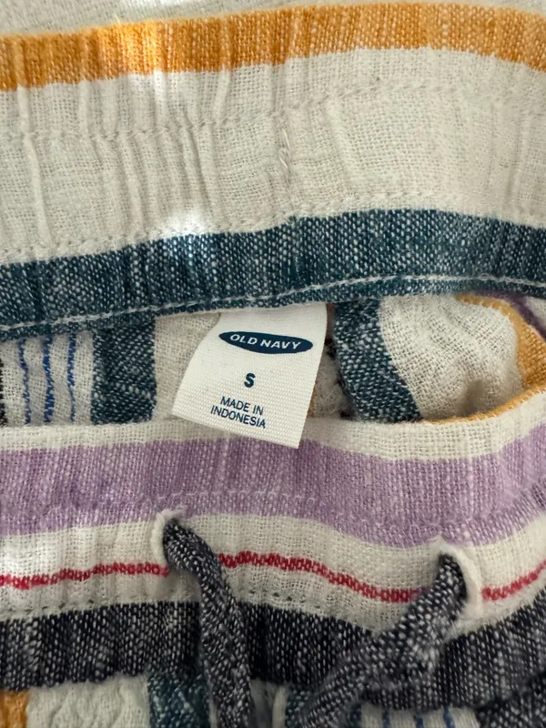 Old Navy Striped Pants Linen Blend Small - Image 6
