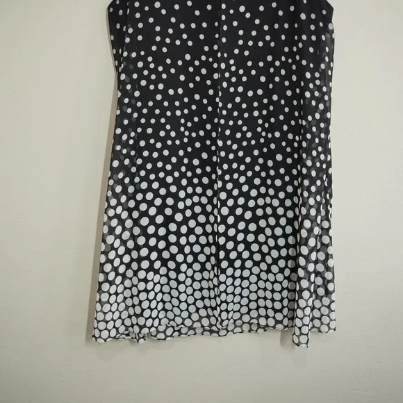 Jessica Howard Shift Dress 18W Black‎ White Polka Dot Ombre Chiffon Sleeveless - Image 7