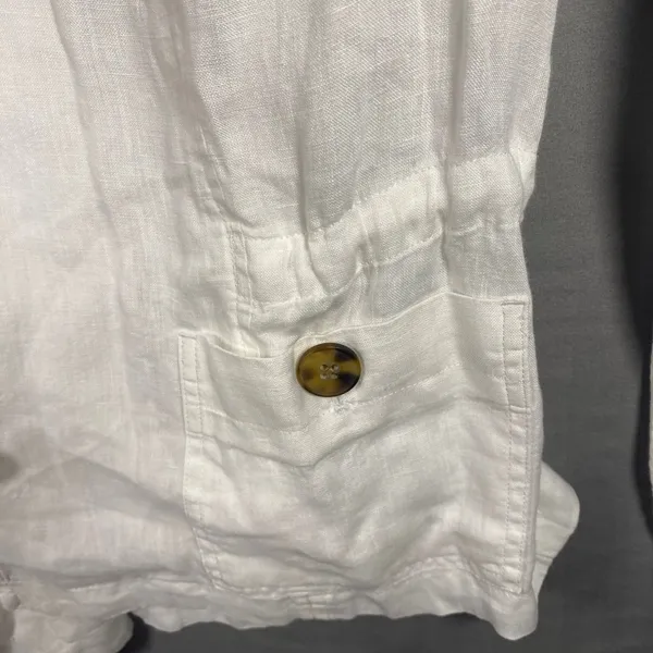 Coldwater‎ Creek Cream 100% Linen Button Front Utility Jacket Women Size 4-6 - Image 7