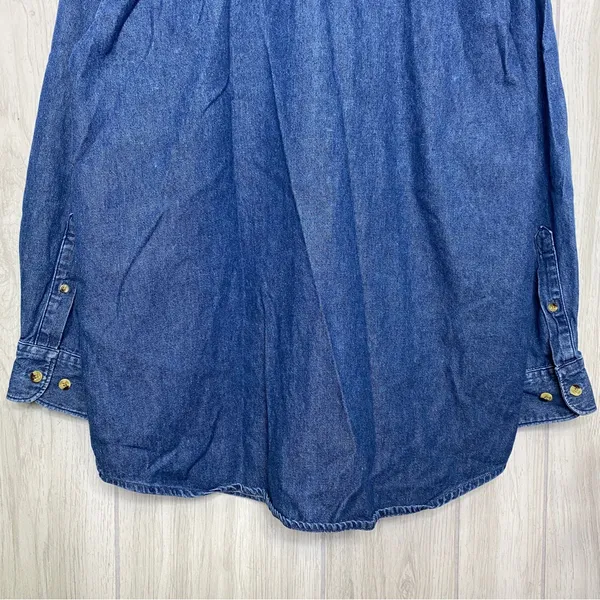 Christine Alexander Bedazzled Cat Button Down Chambray Denim Shirt size M Medium - Image 6