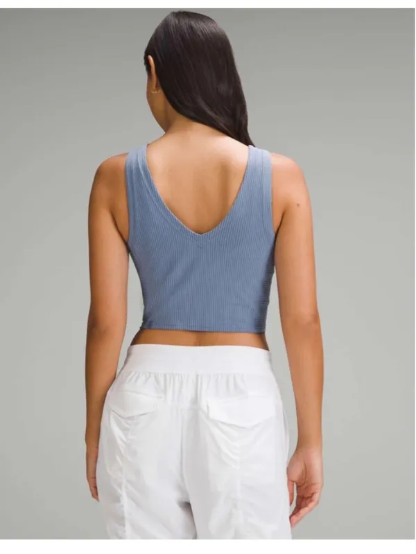 Lululemon ribbed softreme tank top cropped oasis blue athleisure activewear yoga - Image 2