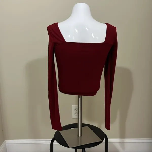 Forever 21 Ruffled Red Crop Top Square Neck - Image 6