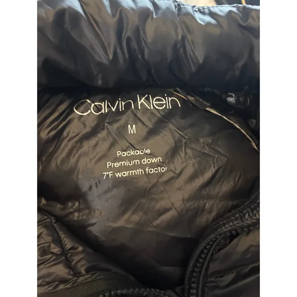 Calvin Klein Womens Packable Premium Down Puffer Jacket Black Hooded Medium M - Image 5