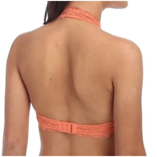 Free People Intimately Lace Galloon Halter Bralette Light Orange Boho Feminine S - Image 2