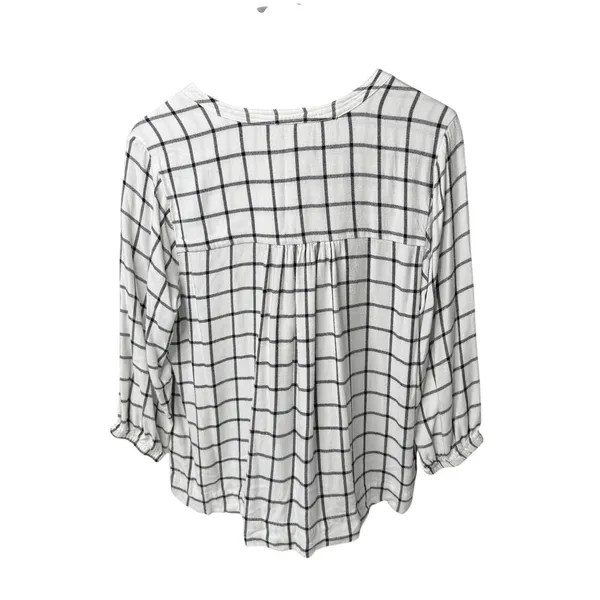 Wrangler White Black Plaid Pintuck Blouse Western Boho Size Medium - Image 6