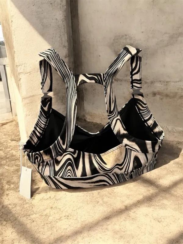 Good American NWT Strap Back Halter Bra Zebra Print Size Small - Image 2