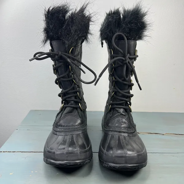 Sorel Tofino Black Waterproof Faux Fur Winter Snow Boots LL1804-010 Womens 6 - Image 5