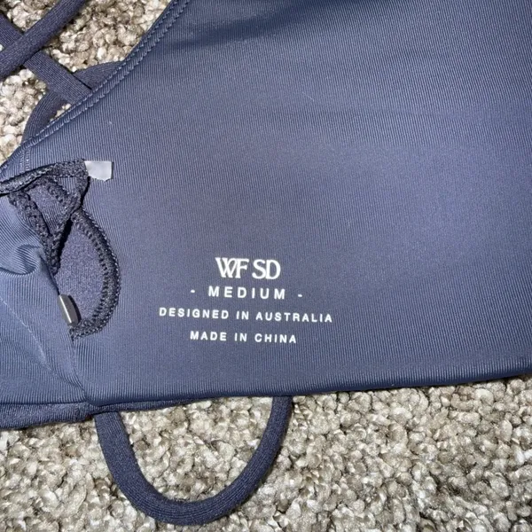 White Fox Swim Bikini Top Women Medium Navy Blue Excellent Strappy Criss Cross - Image 3