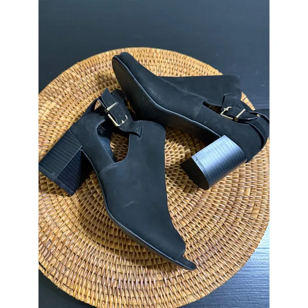 Giani‎ Bernini Womens Black Peep Toe Cutout Block Heel Ankle Boots Size 8 - Image 10