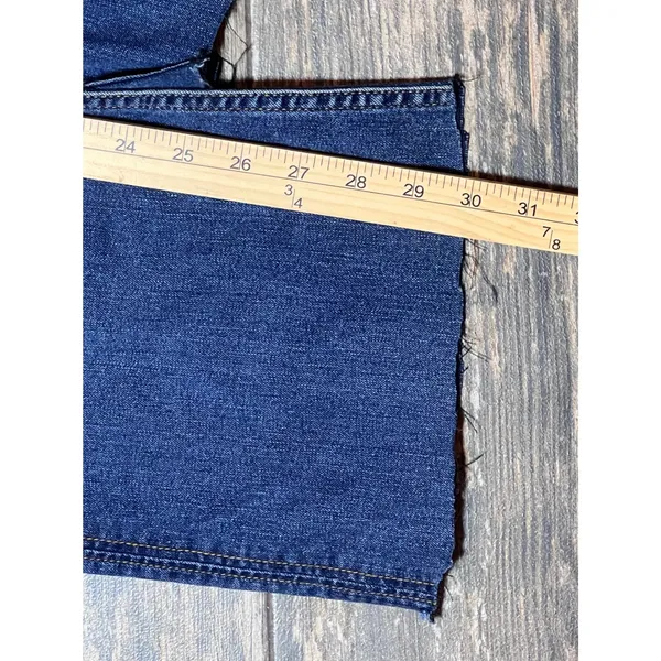NWT Emerson Edwards Flare Boot Cut Jeans Dark Wash Size 32 Mid Rise Raw‎ Hem - Image 10