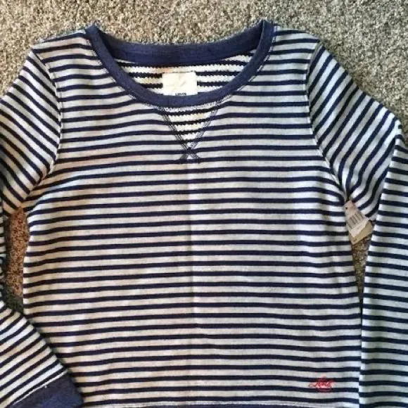 Levi’s Blue & White Striped Crewneck Pullover Sweatshirt Sz XS - Image 4