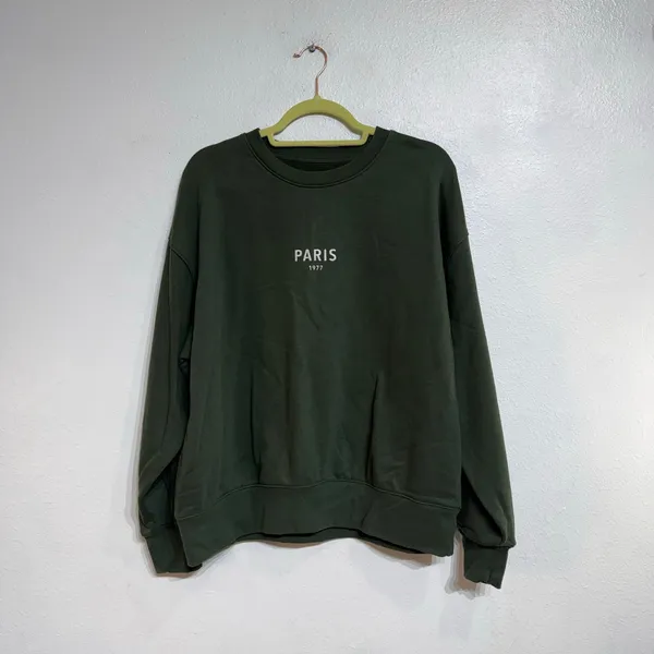American Eagle Green Paris 1977 Graphic Sweatshirt Sz M - Image 2