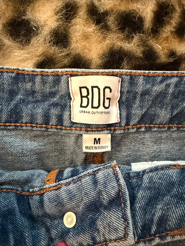 BDG Blue Denim Jean skirt with Orange Contrast Stitching - Image 2