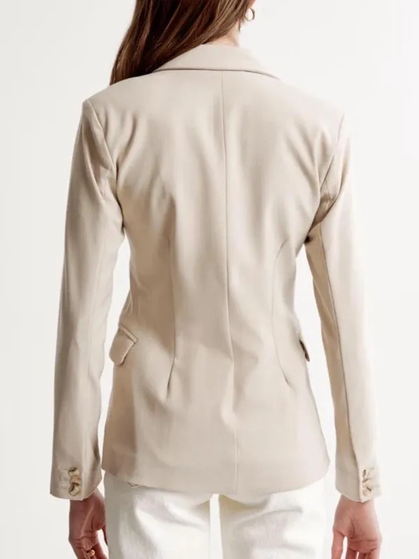 NEW Abercrombie & Fitch 2 Button Tailed Blazer Jacket in Cream Size Small - Image 2