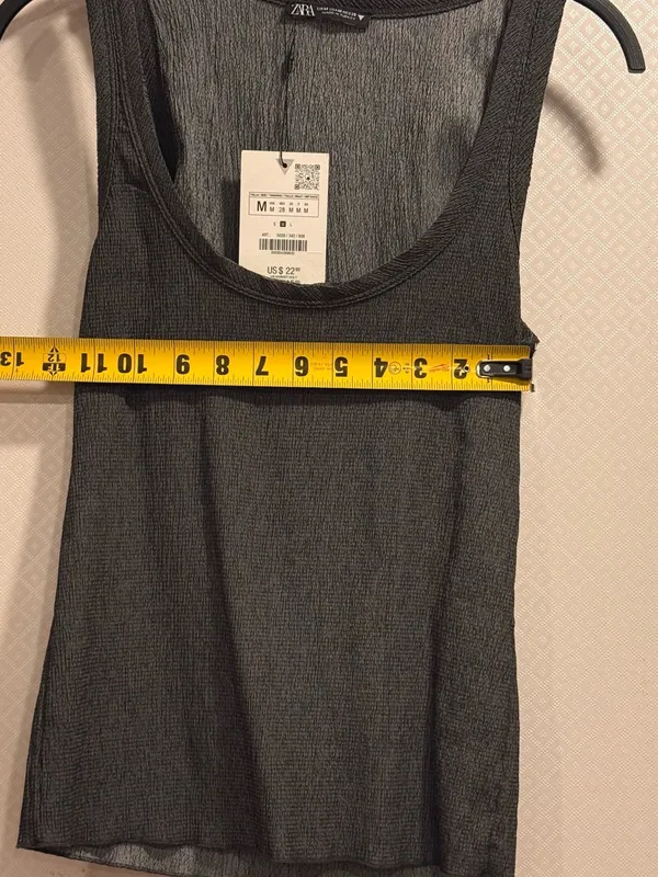 NWT Zara Black Sheer Ribbed Scoop Summer Lightweight Tank Size M - Image 5