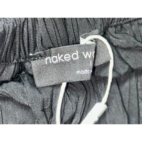 NWT Naked Wardrobe Black Crinkled Pleated Wide Leg Pants Womens Size L Large NEW - Image 4