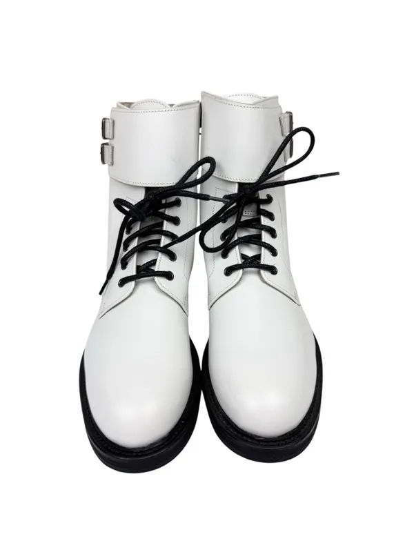 Allsaints Brigade White Leather Combat Boots Size 39 US 9 - Image 2