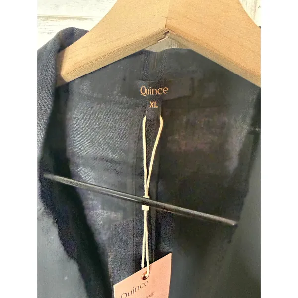 NWT Quince Women's XL European Linen Relaxed Blazer Black Coastal Corporate Flax - Image 7