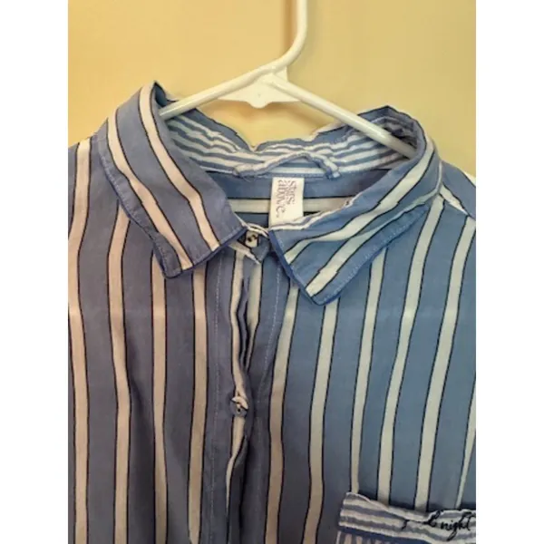 stars above blue white goodnight pajama top Juniors girls Sz L - Image 5