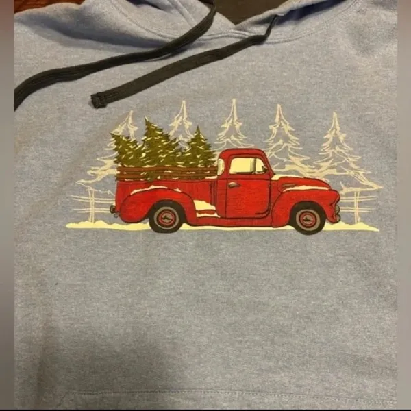 Adult Small Christmas Truck Hoodie - excellent condition - Image 2