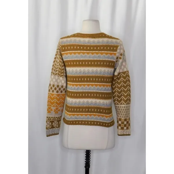 GUDRUN SJODEN Floral Patchwork Cardigan Sweater Wool Buttons Retro X-Small - Image 6