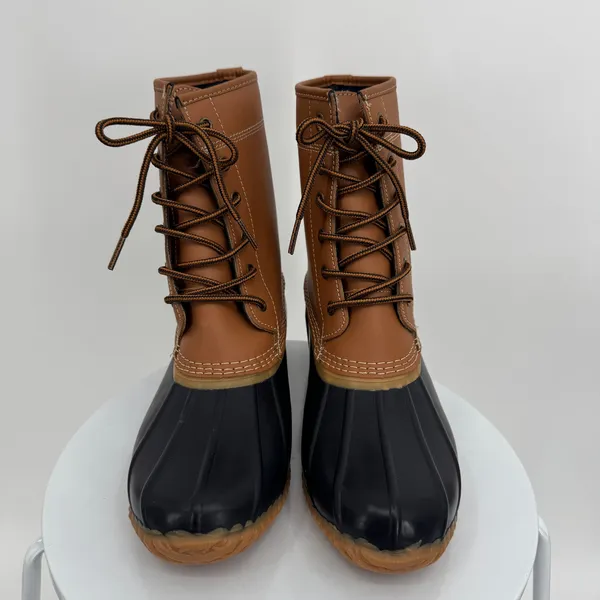 Lands' End duck boots women's 6.5 rubber leather lace up waterproof winter lined - Image 3