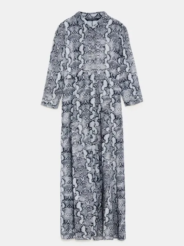 Zara Gray Snake-Print Maxi Dress - Image 10