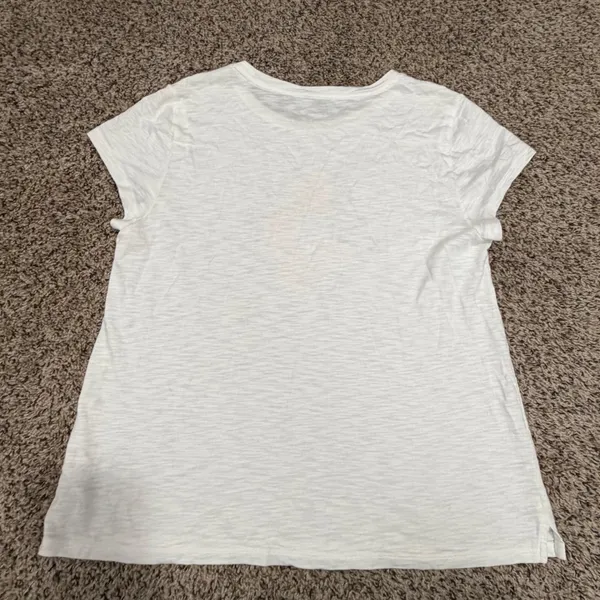 Talbots Womens White Slub Knit Citrus Orange Fruit Graphic Tee Shirt Large L - Image 3