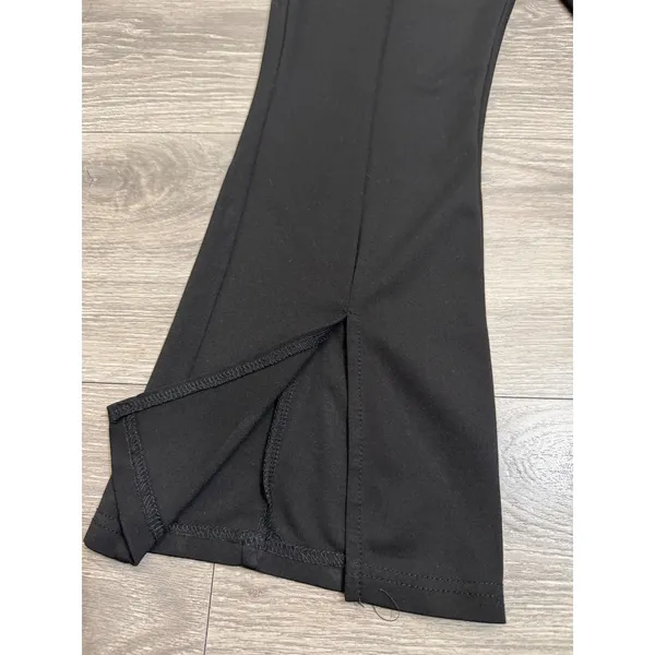 Whimsigoth Womens Pants Size M Black‎ Front Slit Cropped Flare Seam Goth Stretch - Image 6
