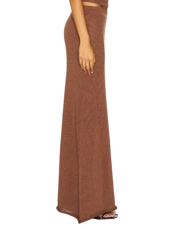 SNDYS Cali Maxi Skirt in Chocolate Brown X-Small New Womens Knit Bottoms - Image 4