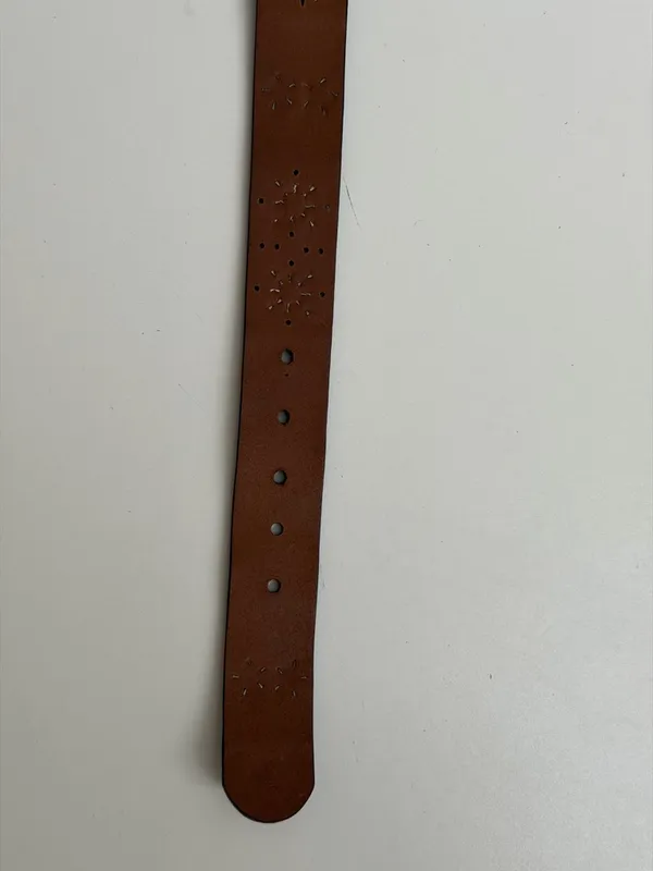 Y2K Fossil Belt Leather Studded Flower Black Brown Silver Gold Gunmetal Buckle - Image 6
