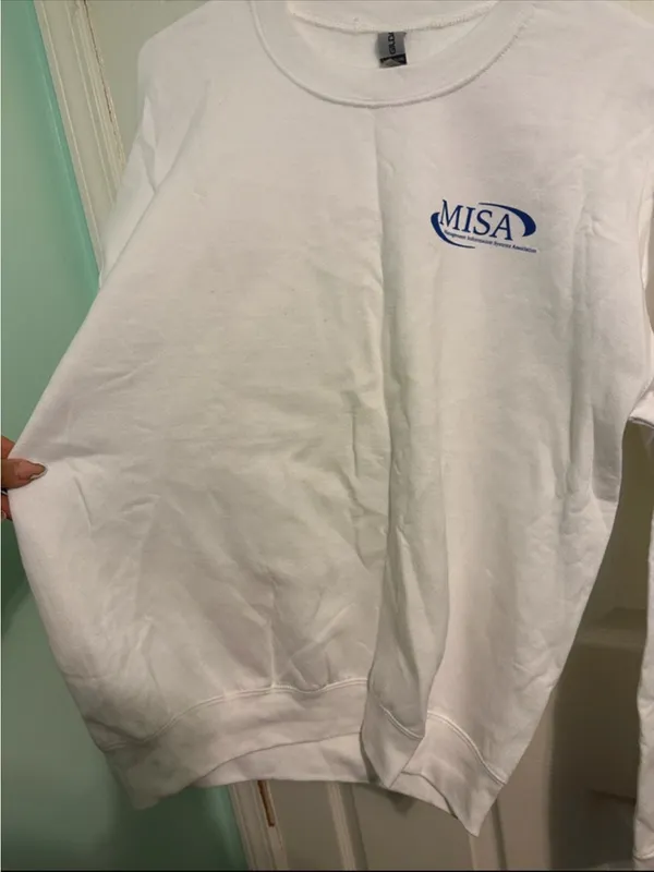 Gildan White Crewneck Sweatshirt with Blue MISA Logo - Image 2