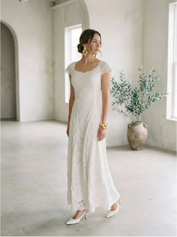 Vintage Scott McClintock Millennium 2000 Lace Maxi Dress 4 White Bridal Prom Y2K - Image 2