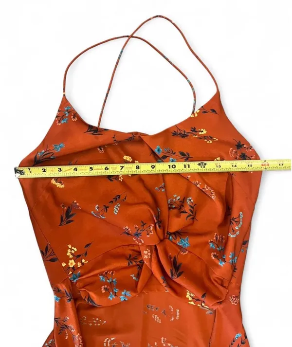 Caroline Constas Silk Cape Top Burnt Orange Floral Print Twist Tank Top Small - Image 7