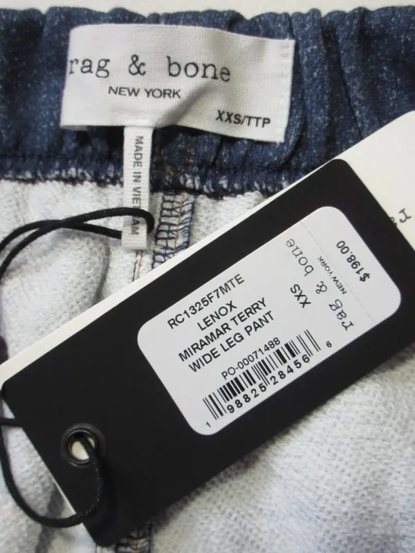 NWT rag & bone Miramar Wide Leg in Lenox Phot-Printed Faux Jean Sweat Pants XXS - Image 9