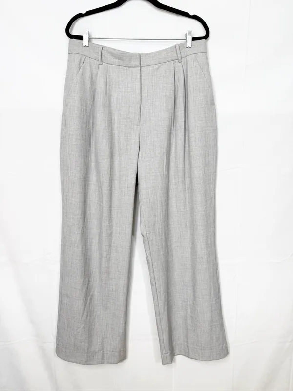 Abercrombie & Fitch Curve Love A&F Sloane Tailored Wide Leg Pant Grey Heather - Image 3