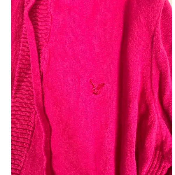 American Eagle‎ Outfitters Pink Hooded V-Neck Sweater Long Sleeve XL Womens - Image 4