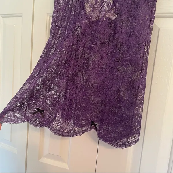 Victoria’s Secret Purple Slip Dress Allover Lace Sz Large Intimates Mini Dress - Image 6