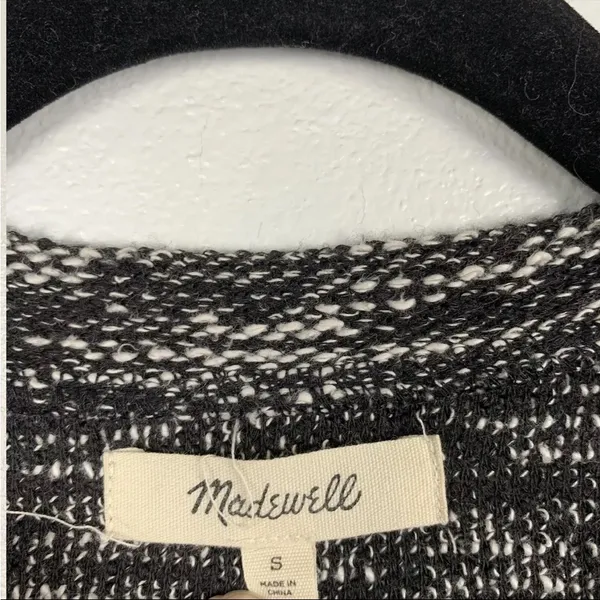 Madewell Womens Button‎ Shoulder Wide Sleeve Black Marbled Sweater - Image 5