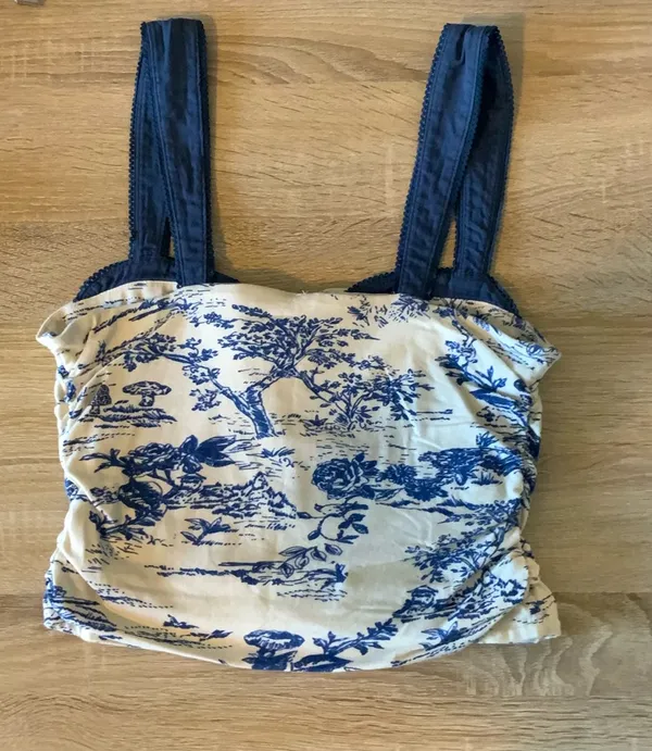Free People Blue and Cream Tank Top - Image 2