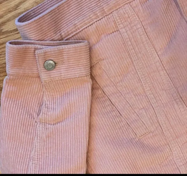 PacSun Pink Corduroy Sherpa Lined Trucker Jacket Faux Fur Oversized XS S - Image 5