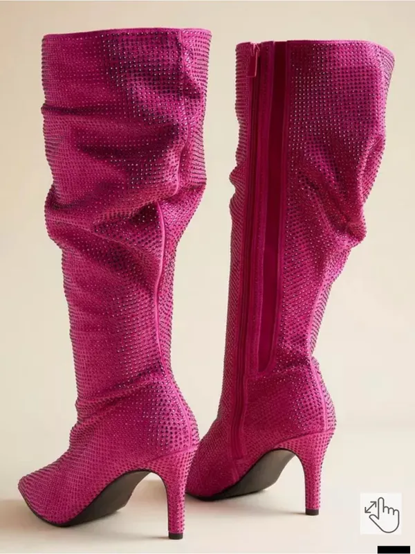 Torrid Pink Sparkle Slouch Knee Boot Size 7.5 - Image 2