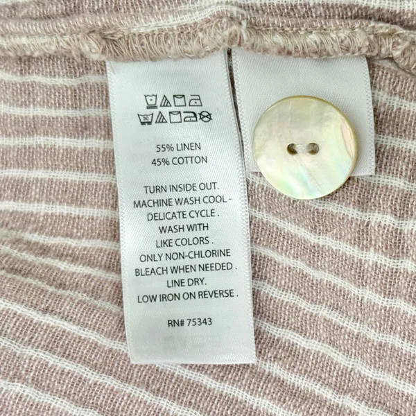 Tahari Linen Gauze Lightweight Jacket Top Mauve Pink Purple White Pockets Medium - Image 7