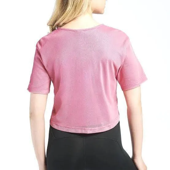 Nike Air Womens Pink Mesh‎ Overlay Crop Top XS Short Sleeve Graphic Tee - Image 2