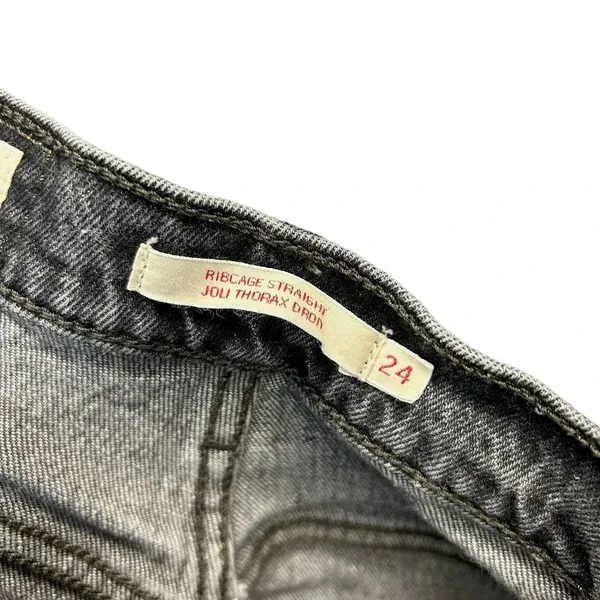 Levi's Ribcage Straight Ankle Jeans Charcoal Gray Black Wash Size 24‎ - Image 10