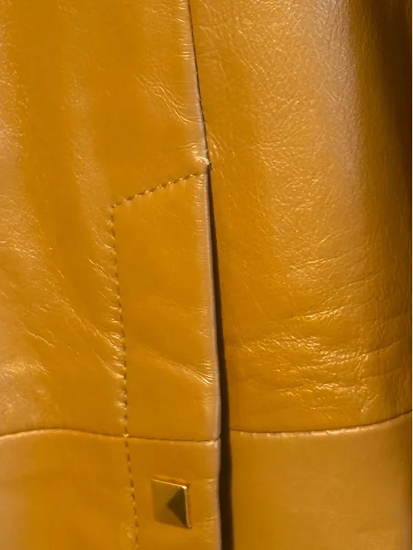Excelled Tan Leather Coat Women's Jacket size Medium Brown - Image 7