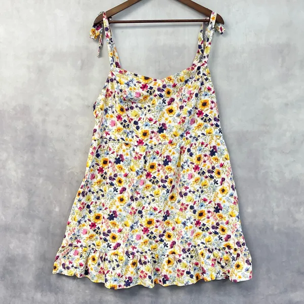 Old Navy Women Floral Cami Dress Size 2X Sleeveless Tie Strap Ruffle Hem Cottage - Image 14