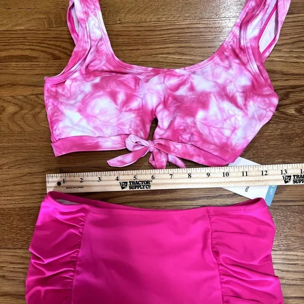 NWT Marina West Swim Sanibel Crop Swim Top and Ruched Bottoms Set in Pink‎ Small - Image 4