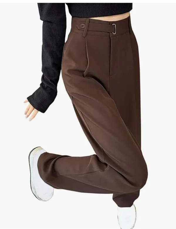 NEW Brown Wide Leg Pants Career Straight Trousers Large - Image 2