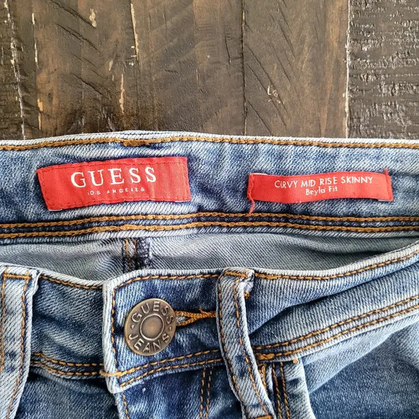 Guess Beyla Fit Curvy Mid Rise Blue Skinny Jeans Size US 25 - Image 10